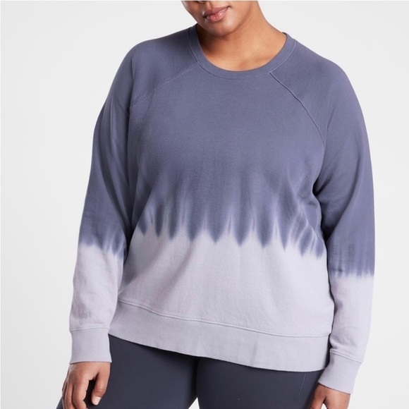 Athleta Sundown Dip Dye Sweatshirt Purple Pullover Crew Neck Sweater Size Large - Picture 1 of 13